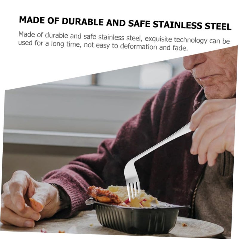 Angled Self Feeding Utensils Set for Elderly Patients 2 Piece Curved Fork and Spoon - Image 4