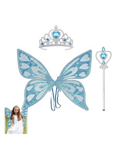 Excefore Fairy Wings for Girls, 3 Piece Children Dress-up Costume Butterfly Wings Kids Crown Magic Wand Set, Suitable for Adult  , Birthday Party Costume Fairy Wings  - Image 1