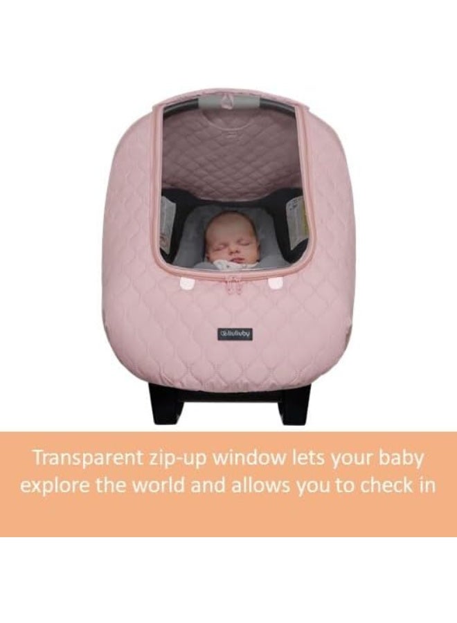 liuliuby liuliuby Car Seat Weather Shield - Quilted Winter Cover with Clear Window for Infant Carseat - Keeps Baby Warm & Protected in Cold Weather - Carrier Bunting Bag/Blanket for Babies & Newborns - Image 3