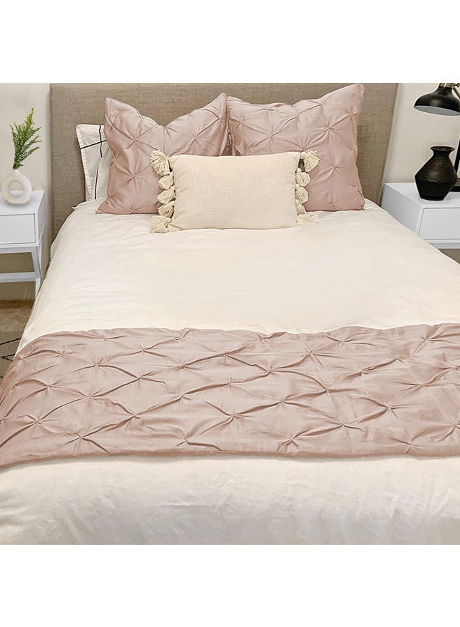 BedDecor 100% Egyptian Cotton Beautiful & Decorative 3Pcs Pinch Pleated BedRunner set Peach