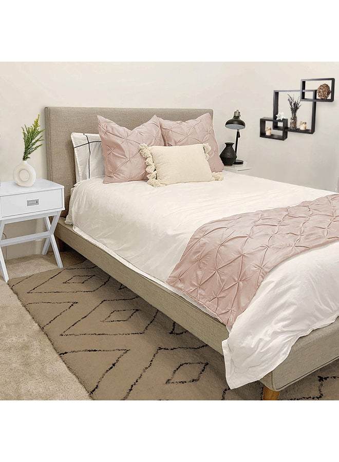 BedDecor 100% Egyptian Cotton Beautiful & Decorative 3Pcs Pinch Pleated BedRunner set Peach