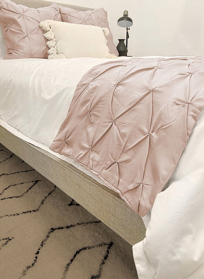 BedDecor 100% Egyptian Cotton Beautiful & Decorative 3Pcs Pinch Pleated BedRunner set Peach