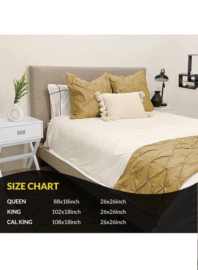 BedDecor 100% Egyptian Cotton Beautiful & Decorative 3Pcs Pinch Pleated BedRunner set Peach