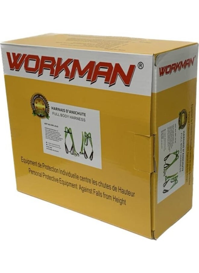 Workman - JS43 Full Body Safety Harness with Adjustable Chest & Thigh straps with ideally positioned Sit Strap | 1.2 Meter landyard with shock absorber and 2 big Carbiner Hooks | Construction Harness & Fall Protection Gear - Image 1