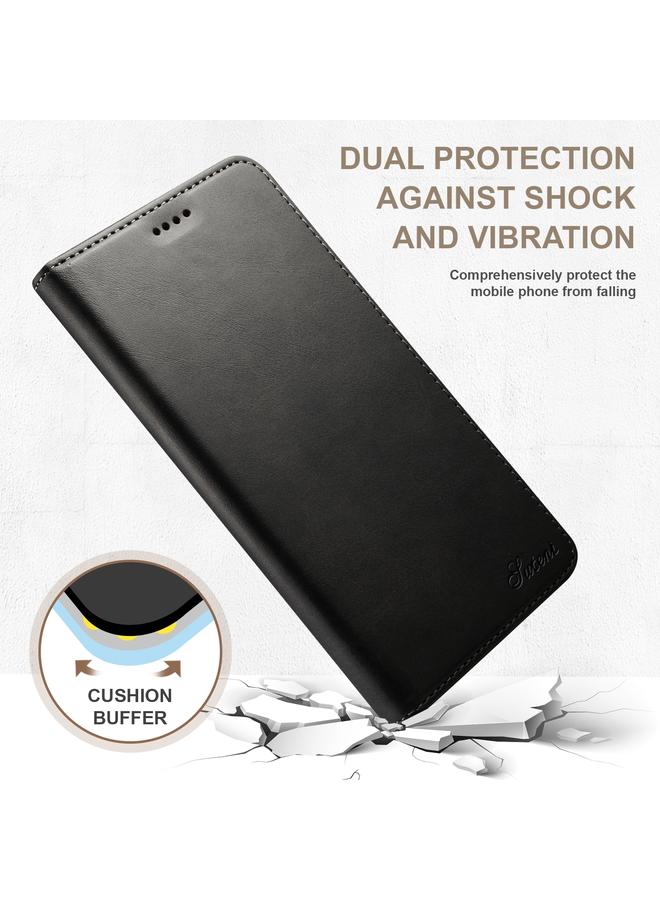 Suteni Case For iPhone 16 Pro Max Calf Texture Horizontal Flip Leather Phone Case - Image 2