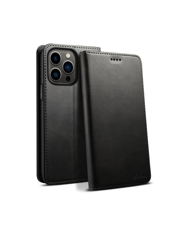 Suteni Case For iPhone 16 Pro Max Calf Texture Horizontal Flip Leather Phone Case - Image 1