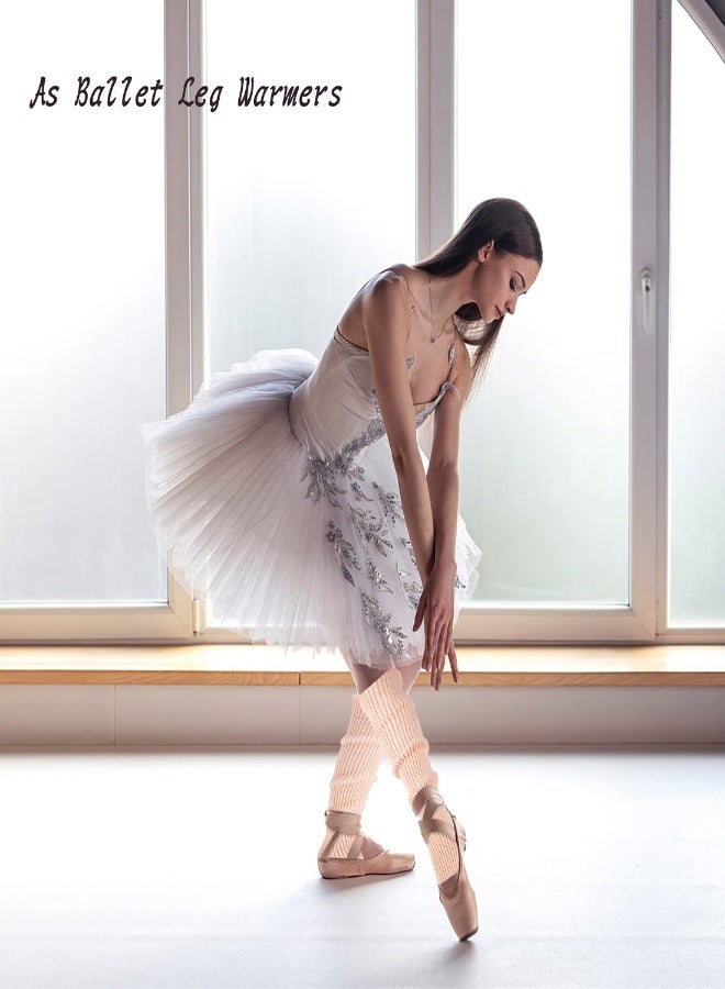 Winter Ribbed Knit Leg Warmers for Women, 2 Pairs Toeless Ballet Leg Warmers for Dance and Yoga, Sports Protective Leg Sleeves and Foot Warmers - Image 2