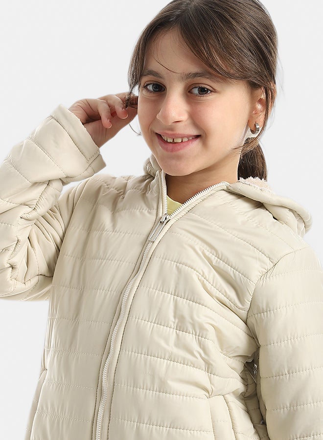 Andora Premium Quality With A Stylish Touch and a Hooded Collar Inner Fleeced Winter Jacket _ Light Beige - Image 5