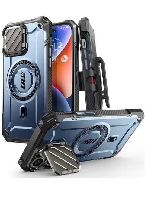 Ub Mag Xt for Iphone 14 Pro Max and Iphone 13 Pro Max Case With Camera Cover Compatible With Magsafe Full Body Rugged Case With Built in Kickstand and Belt Clip Tilt