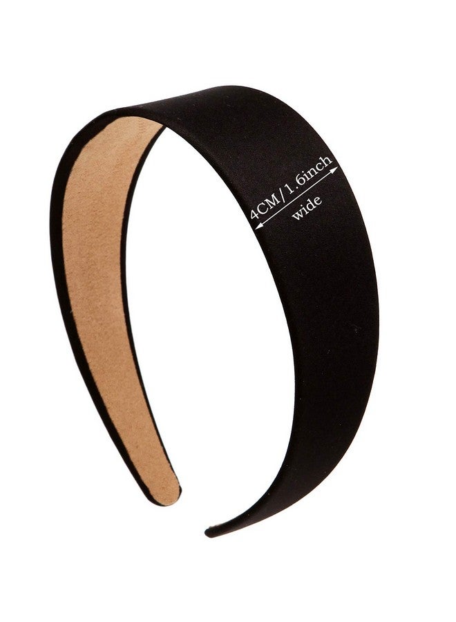 LONEEDY 6 Hard Headbands 1.6 Inch/4Cm Wide Nonslip Ribbon Hairband For Women (Black) - Image 3