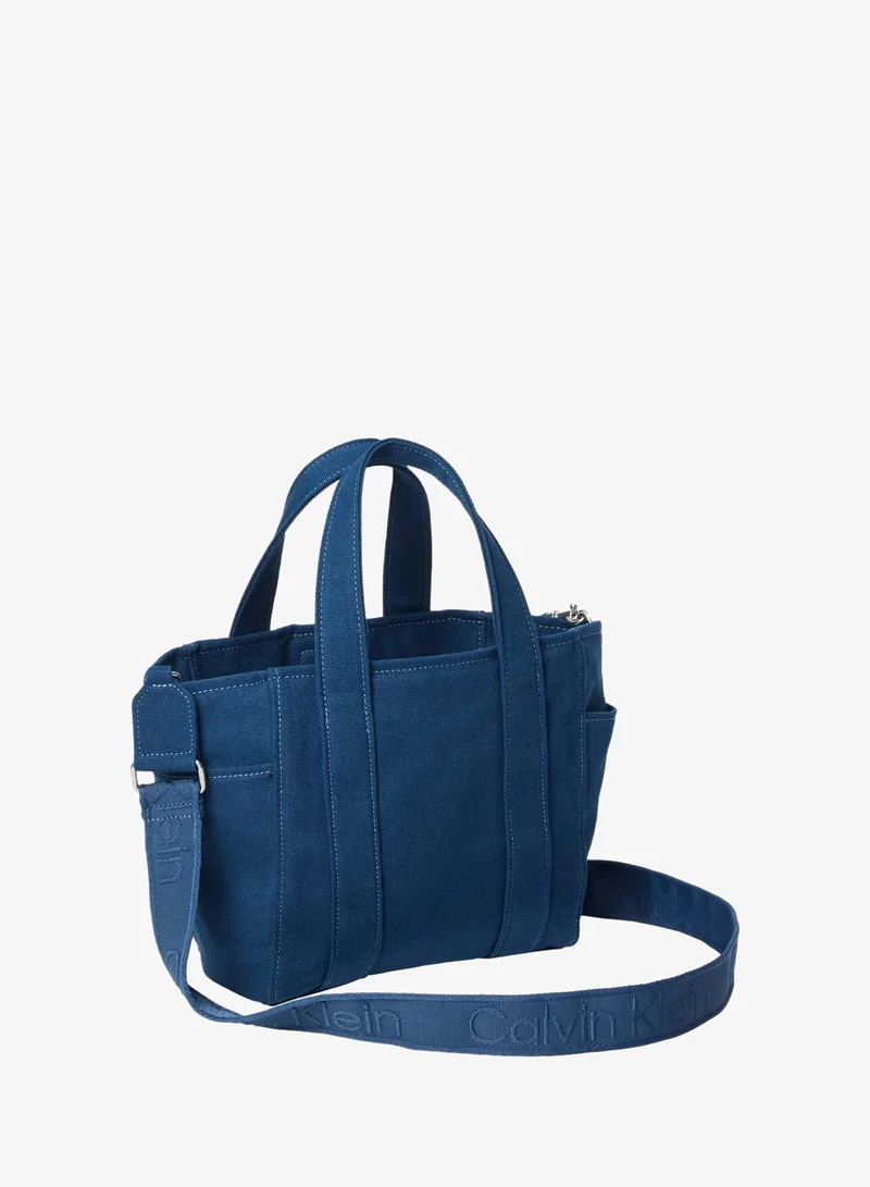 CALVIN KLEIN Ensign Blue Small Canvas Tote Bag for Women | Best Price UAE