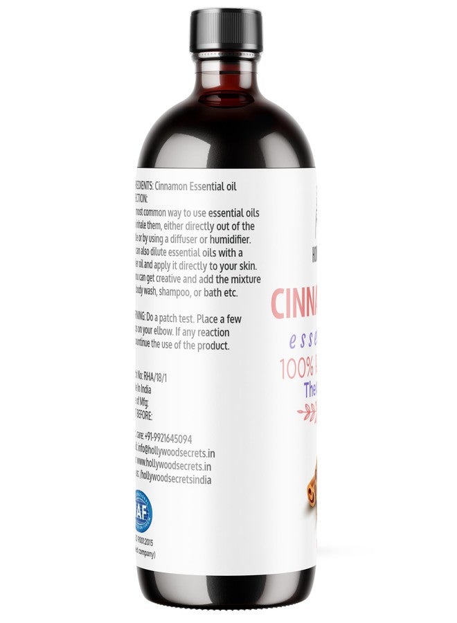 Hollywood Secrets Pure Cinnamon Bark Essential Oil Therapeutic Grade 100ml - Image 2