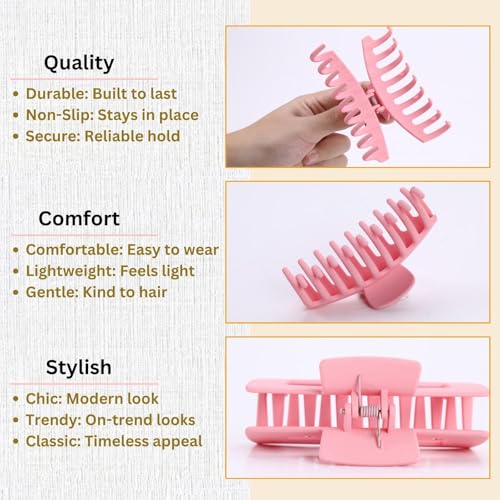 LuSeren Pink Hair Clips for Women -8 Pack 4.3 Inch Large Hair Claw Clips for Women Thin Thick Curly Hair, Big Banana Clips,Strong Hold jaw clips - Image 5