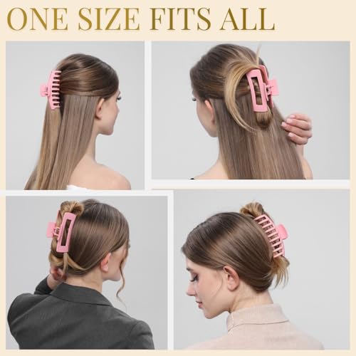 LuSeren Pink Hair Clips for Women -8 Pack 4.3 Inch Large Hair Claw Clips for Women Thin Thick Curly Hair, Big Banana Clips,Strong Hold jaw clips - Image 4
