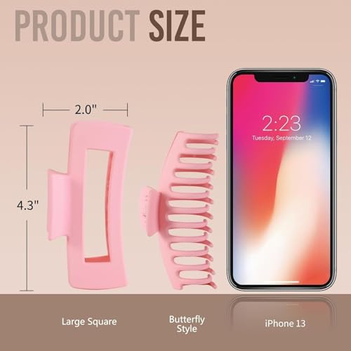 LuSeren Pink Hair Clips for Women -8 Pack 4.3 Inch Large Hair Claw Clips for Women Thin Thick Curly Hair, Big Banana Clips,Strong Hold jaw clips - Image 2