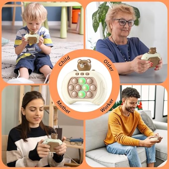 FAST PUSH BUBBLE GAME, POP QUICK PUSH GAME POP LIGHT UP GAME TOYS, SHIFT ATTENTION, RELIEVE ANXIETY SENSORY TOYS, FAST PUSH HANDHELD GAME FOR 6 7 8 9 YEAR OLD KIDS BOYS & GIRLS BIRTHDAY GIFTS(BEARS) - Image 5