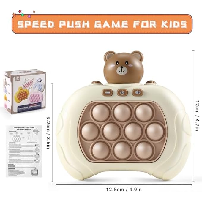 FAST PUSH BUBBLE GAME, POP QUICK PUSH GAME POP LIGHT UP GAME TOYS, SHIFT ATTENTION, RELIEVE ANXIETY SENSORY TOYS, FAST PUSH HANDHELD GAME FOR 6 7 8 9 YEAR OLD KIDS BOYS & GIRLS BIRTHDAY GIFTS(BEARS) - Image 2