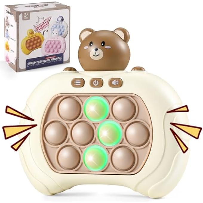 FAST PUSH BUBBLE GAME, POP QUICK PUSH GAME POP LIGHT UP GAME TOYS, SHIFT ATTENTION, RELIEVE ANXIETY SENSORY TOYS, FAST PUSH HANDHELD GAME FOR 6 7 8 9 YEAR OLD KIDS BOYS & GIRLS BIRTHDAY GIFTS(BEARS) - Image 1