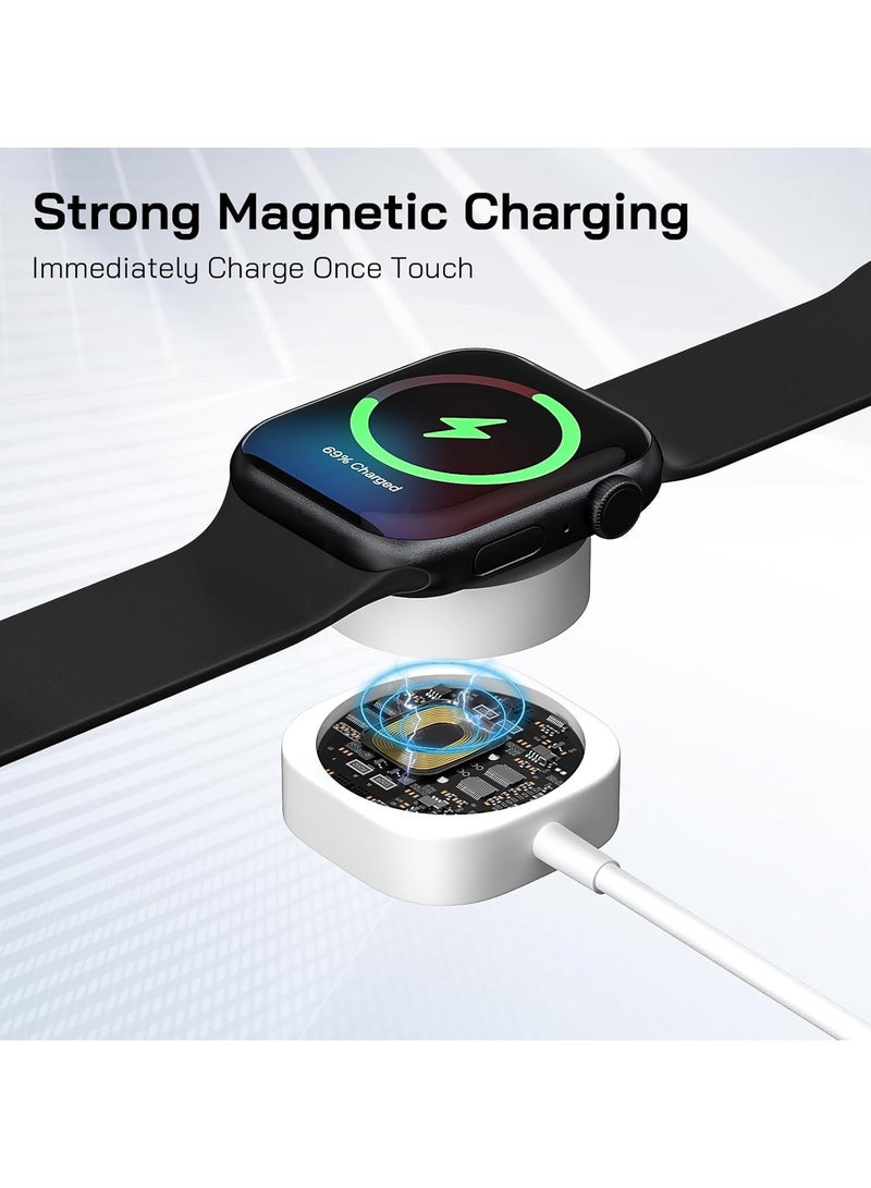 OLYSON for Apple Watch Charger, iPhone and Watch Travel Charger, 2 in 1 USB C Cord, iWatch Magnetic Fast Charging Compatible for Apple iWatch Series10/9/8/7/6/Ultra2/SE2/5&iPhone 16 15, (1.2m)White  - Image 5