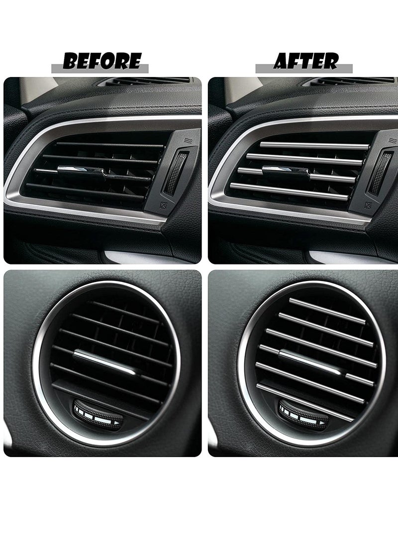 SYOSI - 20pcs Car Air Conditioner Vent Outlet Trim Car Interior Moulding Trim  Chrome PVC Car Interior Trim Vent Outlet Trim Decoration Strip for All Straight Air Vent Outlet Silver - Image 1