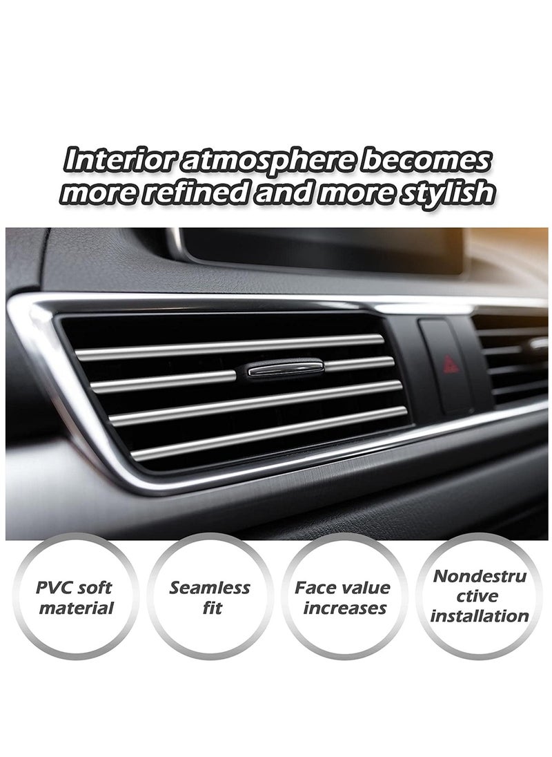 SYOSI - 20pcs Car Air Conditioner Vent Outlet Trim Car Interior Moulding Trim  Chrome PVC Car Interior Trim Vent Outlet Trim Decoration Strip for All Straight Air Vent Outlet Silver - Image 1