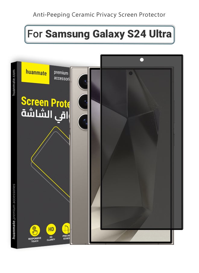 huanmate - Samsung Galaxy S24 Ultra Matte Ceramic Privacy Screen Protector – Premium Edge to Edge Anti Spy Privacy Tempered Glass, Delicate Touch, Anti-Explosion, Smooth Arc Edge, Easy Installation - Image 1