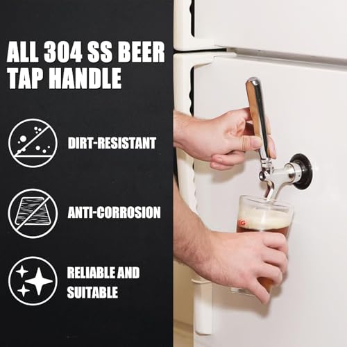 Mrbrew Beer Tap Handle, Upgraded Beer Faucet Handle 304 Stainless Steel Beer Keg Tap Handle Commercial Standard 3/8”Threading Kegerator Tap Handle for Kegerator Tower Stout Nitro Coffee Tap Draft Beer - Image 2
