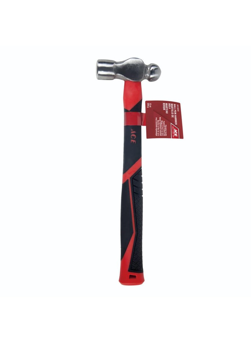 ACE Carbon Steel Ball Pein Hammer WFiberglass Handle 340g 