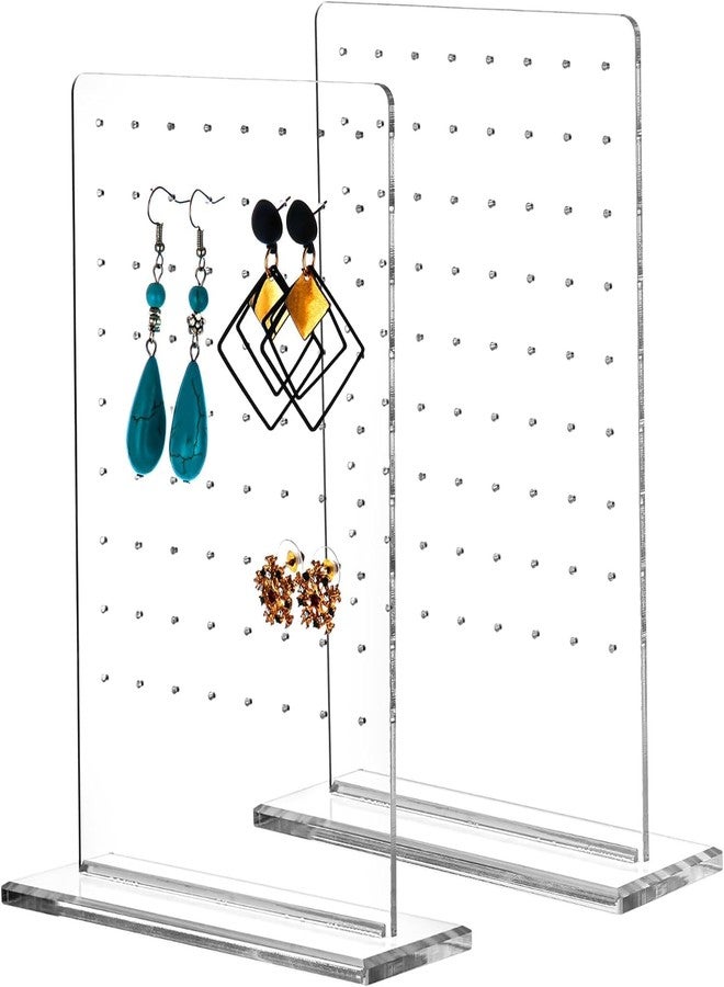 ZINSO Clear Acrylic Earring Organizer Stand, 2-Pack Display Holder for Stud and Dangle Earrings, Modern Rectangular Design, Transparent Jewelry Storage, 20x20x25 cm - Image 1