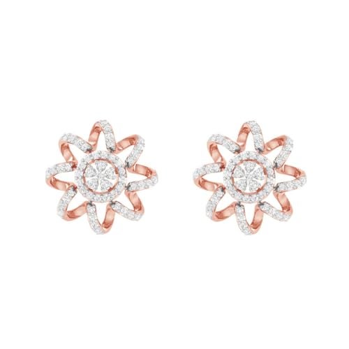 CLARA 925 Sterling Silver Anna Earrings with Screw Back | Rose Gold Rhodium Plated, Swiss Zirconia | Gift for Women & Girls - Image 1