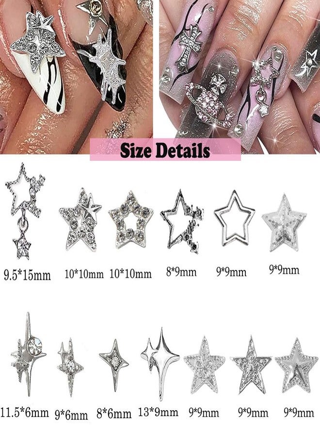 KACHIMOO 100pcs Star Charms for Nails Star Nail Charms Star Charms Y2K Nail Charms 3D Alloy Nail Stars Nail Rhinestones Nail Charms and Gems for Women and Girls Nail Design(13 Styles) - Image 2