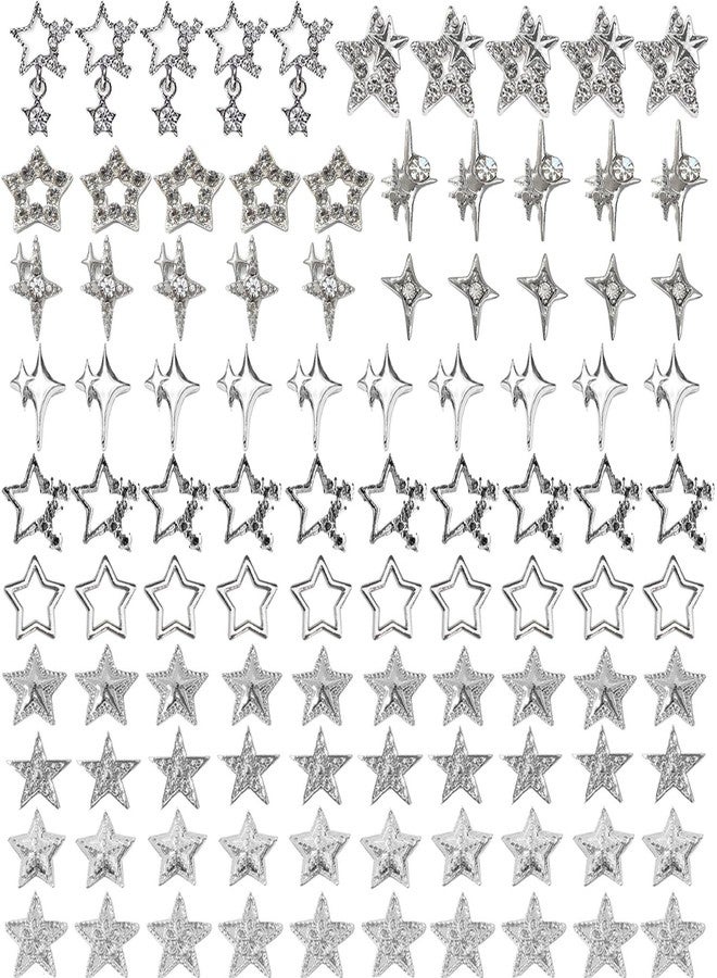 KACHIMOO 100pcs Star Charms for Nails Star Nail Charms Star Charms Y2K Nail Charms 3D Alloy Nail Stars Nail Rhinestones Nail Charms and Gems for Women and Girls Nail Design(13 Styles) - Image 1
