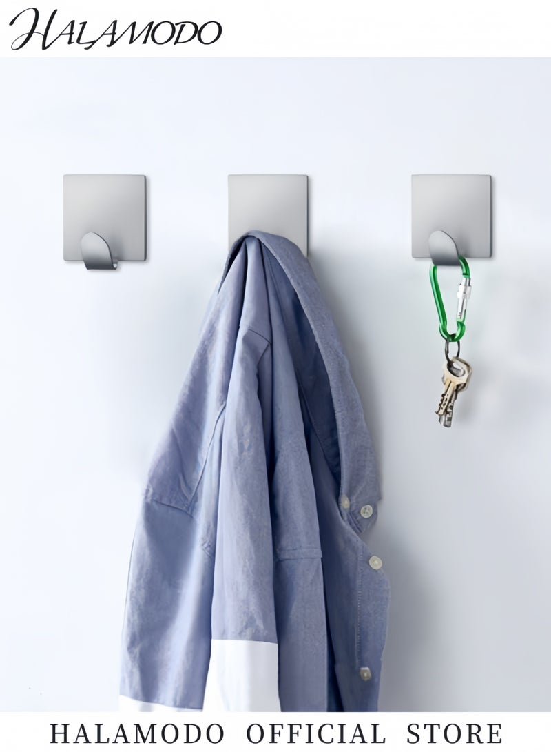 هالامودو 4 قطع من خطافات لاصقة شديدة التحمل من الفولاذ المقاوم للصدأ مقاومة للماء لتعليق الملابس والمعاطف والمناشف والمفاتيح والحقائب والأضواء والتقويمات - Image 5