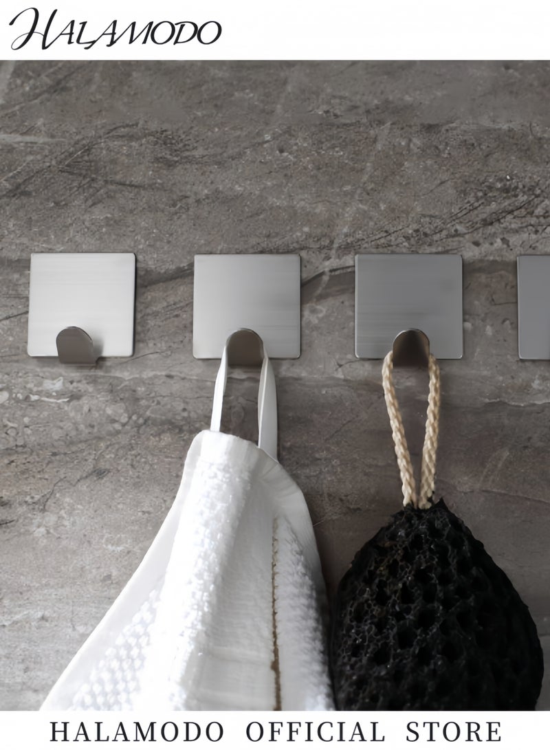 هالامودو 4 قطع من خطافات لاصقة شديدة التحمل من الفولاذ المقاوم للصدأ مقاومة للماء لتعليق الملابس والمعاطف والمناشف والمفاتيح والحقائب والأضواء والتقويمات - Image 2