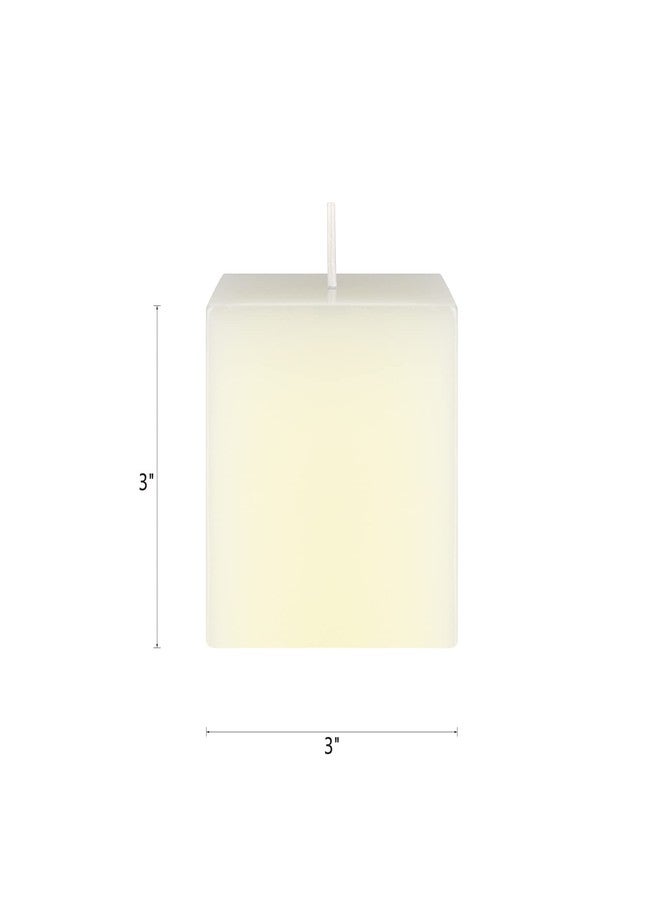 SRG 3 pcs Unscented Ivory Square Pillar Candle, Hand Poured Premium Wax Candles 3 Inch x 3 Inch, Home Décor, Wedding Receptions, Baby Showers, Birthdays, Celebrations, Party Favors & More - Image 2