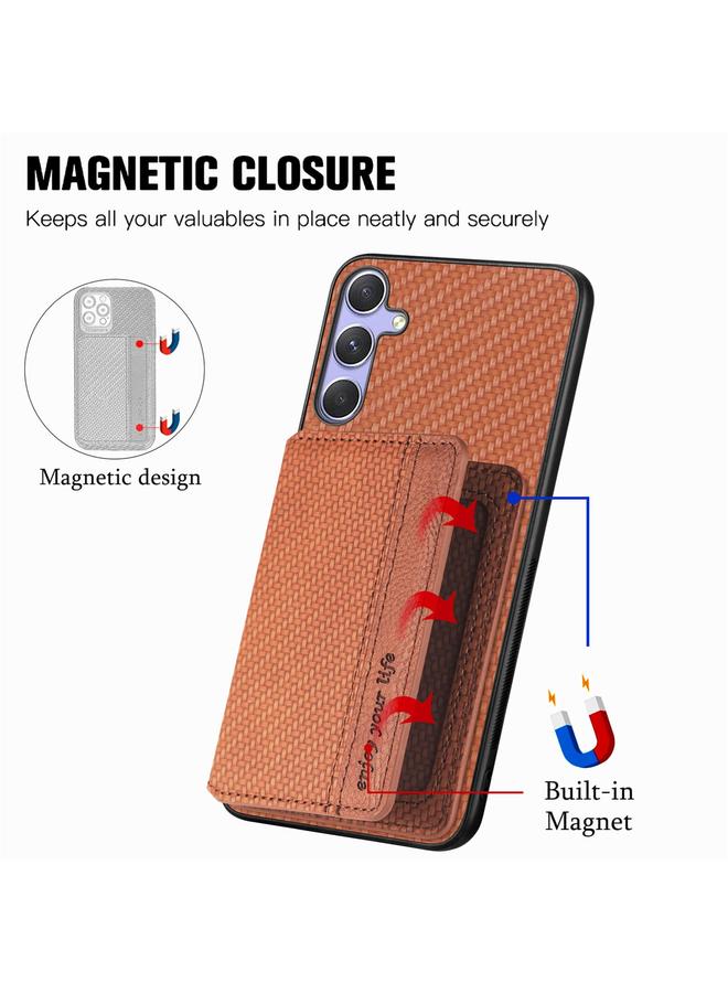 S-TOP Case For Samsung Galaxy S25 Ultra 5G Carbon Fiber Magnetic Card Wallet RFID Blocking Phone Case - Image 3