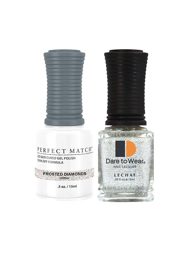 Gel Nail Polish + Nail Lacquer 2x15ml - Soak Off Gel Nail Polish UV LED Gel Polish Frosted Diamonds PMS163