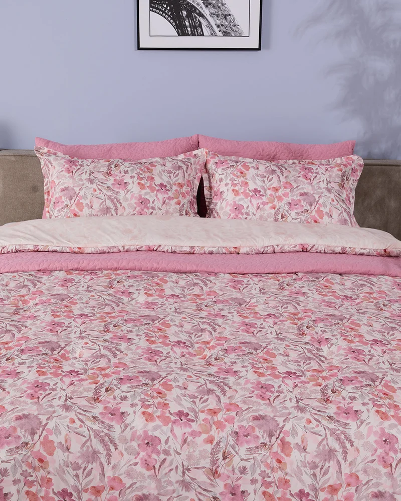 REDTAG Pink 6 Piece Floral Printed Comforter Set (240 x 220 cm)