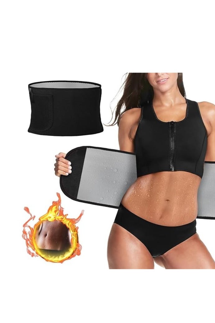 INSIJAM Waist Trainer for Women Men Weight Loss Adjustable Waist Trimmer Sweat Belt Sauna Effect Fat Burner Exercise Belt Back Lumbar Support Belt Slimming Body Shaper Workout Sports Girdles Band - Image 1