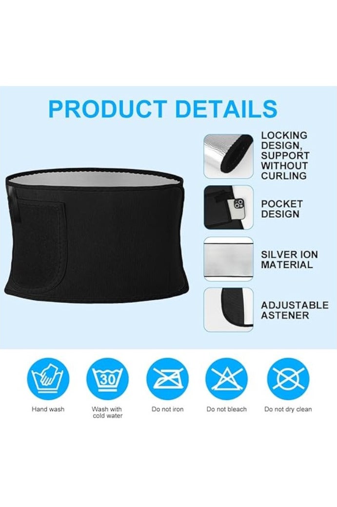 INSIJAM Waist Trainer for Women Men Weight Loss Adjustable Waist Trimmer Sweat Belt Sauna Effect Fat Burner Exercise Belt Back Lumbar Support Belt Slimming Body Shaper Workout Sports Girdles Band - Image 3