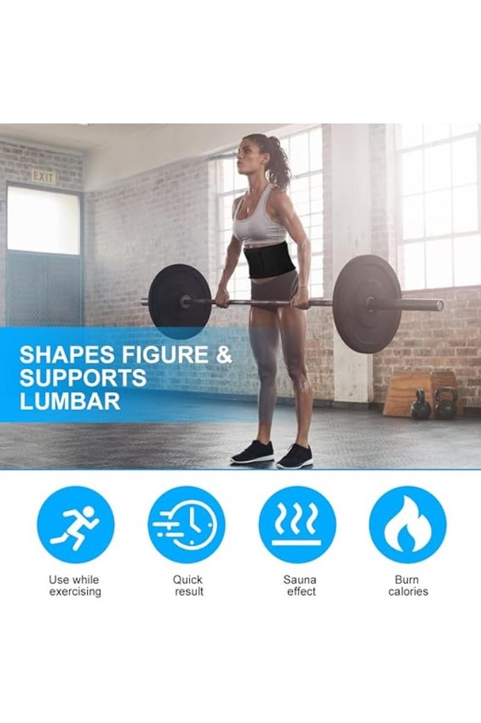 INSIJAM Waist Trainer for Women Men Weight Loss Adjustable Waist Trimmer Sweat Belt Sauna Effect Fat Burner Exercise Belt Back Lumbar Support Belt Slimming Body Shaper Workout Sports Girdles Band - Image 5