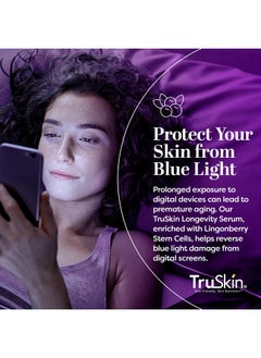 TruSkin TruSkin Longevity Bakuchiol Serum - Rejuvenating Face Serum with Lingonberry Stem Cells & Snow Algae - Skin Care Made to Help Transition from Anti Aging to Healthy Aging - 1 fl oz  - Image 5