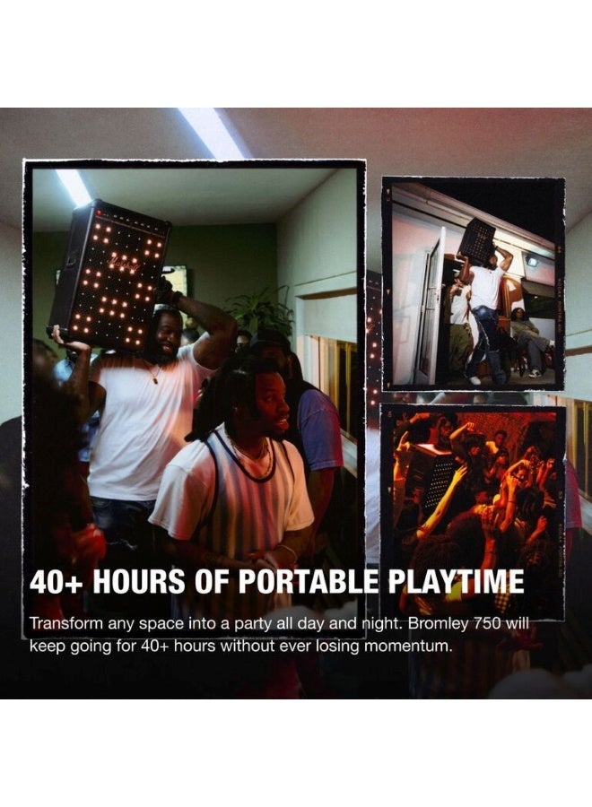 Marshall Bromley 750 Portable Bluetooth Party Speaker – 360° True Stereophonic Sound, Integrated Stage Lights, Mic & Instrument Inputs, 40+ Hours Playtime, Water & Dirt Resistant (Black) - Image 3