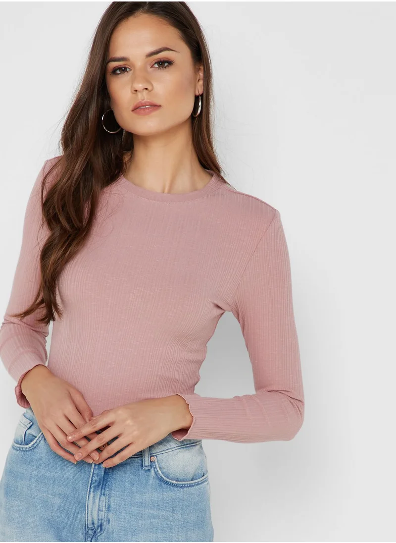 Reserved Lettuce Hem Ribbed Top