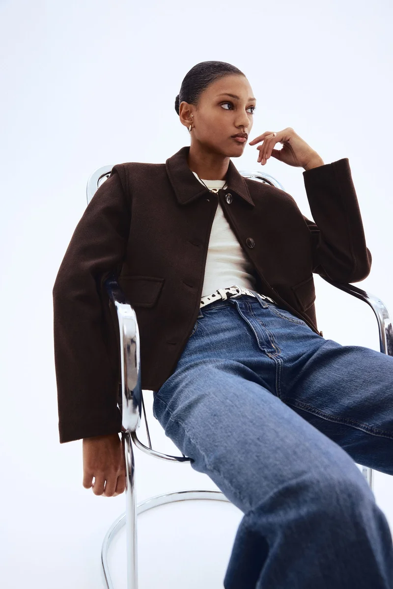 اتش اند ام جاكيت بياقة