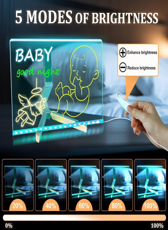 BSTPCOO لوحة كتابة مضيئة بـ 7 ألوان، هدية مثالية لأعياد ميلاد المراهقين، لوحة رسم مضيئة للأطفال مقاس 11.8 × 7.9 بوصة مع حامل، لوحة كتابة قابلة للمسح الجاف مع 7 أقلام، هدية مثالية لتزيين المهرجانات - Image 3