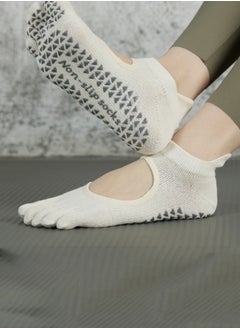 HaveDream Women's Yoga Socks, Split-Toe Non-Slip Socks Pilates Socks Five-Toe Sports Socks - Cream White  - Image 1