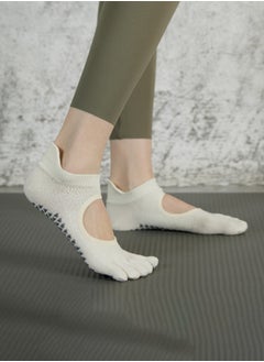 HaveDream Women's Yoga Socks, Split-Toe Non-Slip Socks Pilates Socks Five-Toe Sports Socks - Cream White  - Image 5