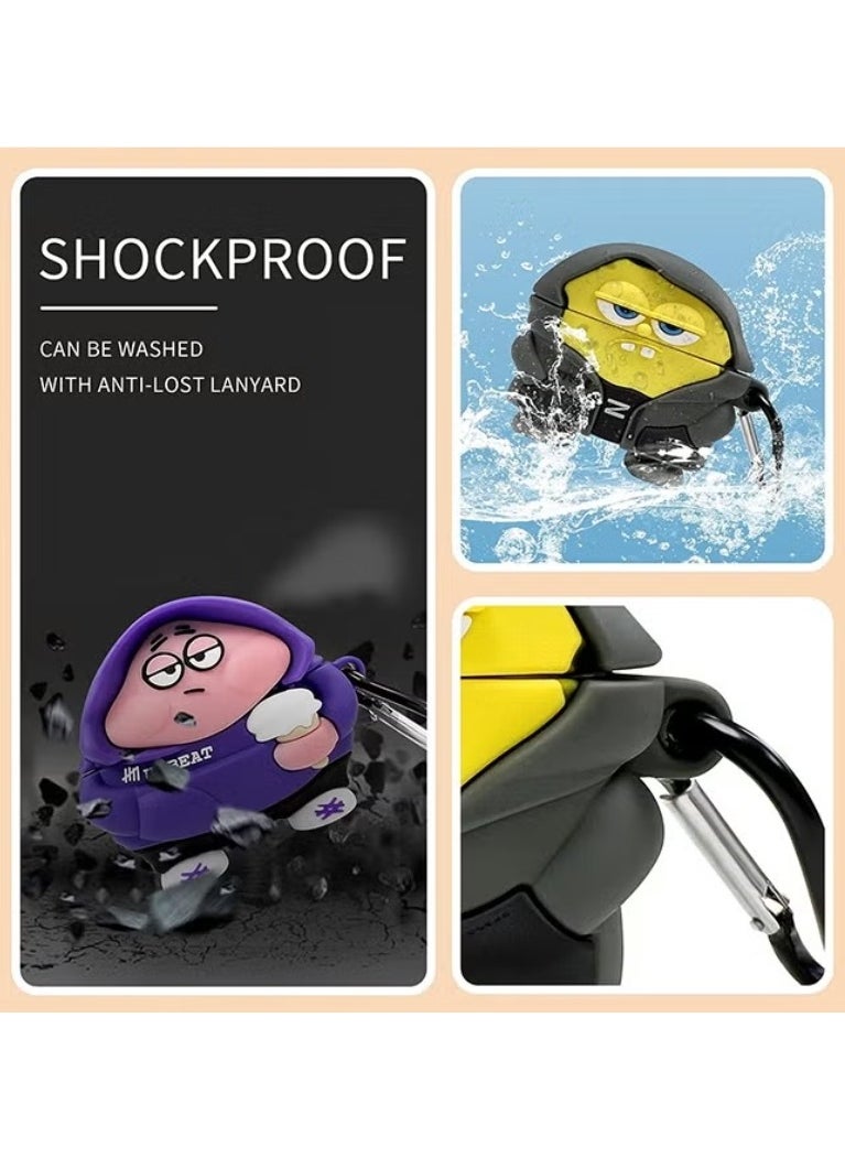 Generic - For Bluetooth Headset Air Pods Pro 2 Generation Protective Case - SpongeBob SquarePants Protective Case - Silicone Drop Resistant Waterproof Case - Image 1