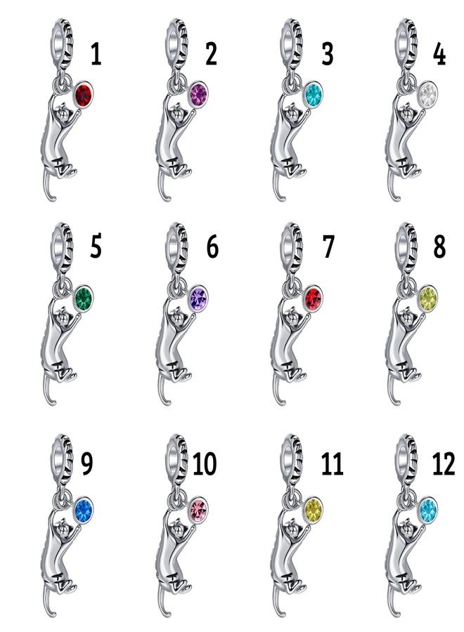 MiiFort Playing Tabby Cat Dangle Charm Compatible with Pandora Charms Bracelets with April Clear Birthstones Ginger Cats Lovers Women Birthday - Image 5